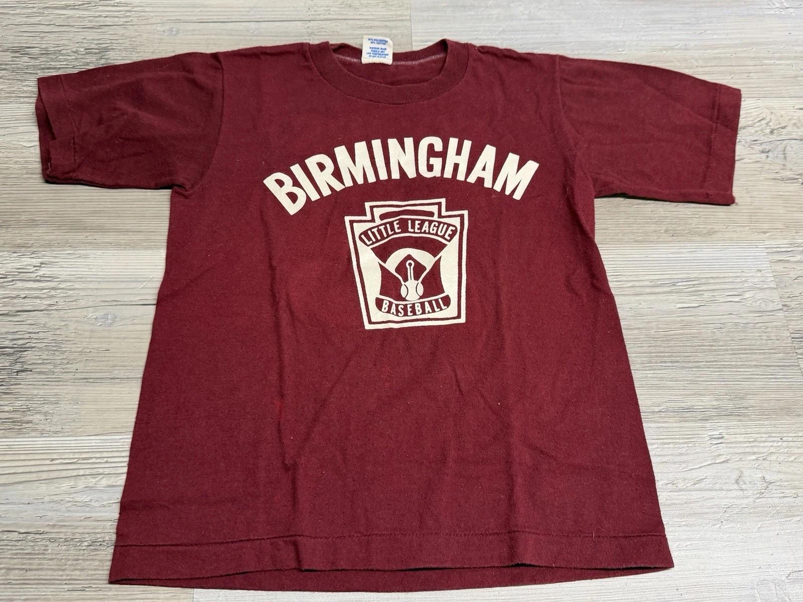 

Vintage 80s Kids Graphic T-Shirt Birmingham Little League Baseball Youth Size M 2XL