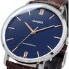 CaSio Men S Quartz Watch Navy Brown Leather Mtp Vt01l 2b