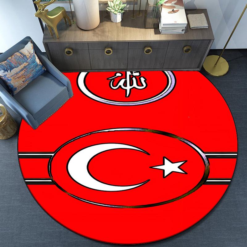 Turkish Football Emblem Round Rug for Livingroom,Bedroom, Palyroom, Chair Rug, Area Rug, Circle Carpet, Fan Christmas Gift
