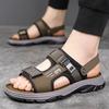 Fashion 2025 Summer New Designer Beach Shoes for Men Dual-use Fashion Casual Slipper Shoes Male Outwear Solid Color Leather Sandals Man