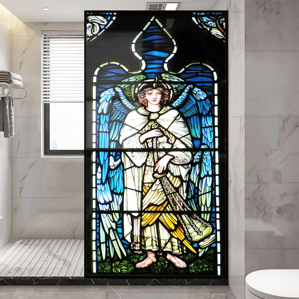 

Church Stained Glass Decals Window Film Privacy Heat Insulation and Anti UV Blocking Static Cling Window Sticker for Home J102 (as the picture,40x100cm WxH)