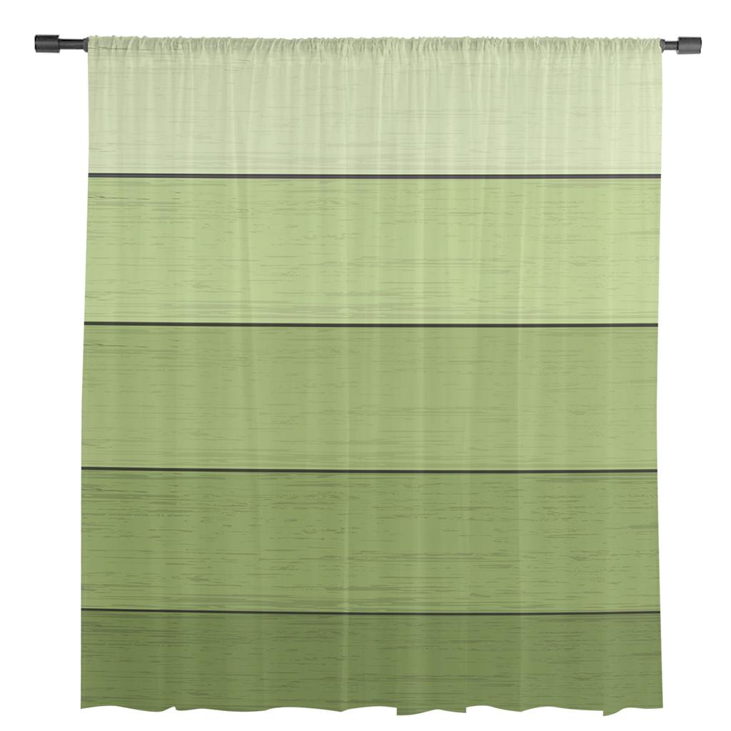 Wood Grain Green Gradient Sheer Curtains for Living Room Decoration Window Curtains for Kitchen Tulle Voile Organza Curtains