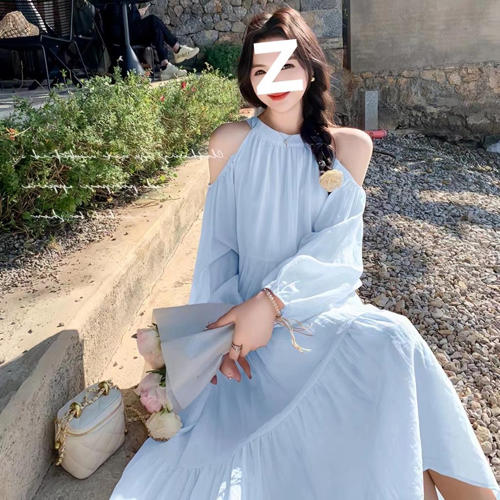 Seaside Holiday Wind Off-the-shoulder Dress for Women's New French Gentle Wind Sweet Loose Beautiful Fairy Dress