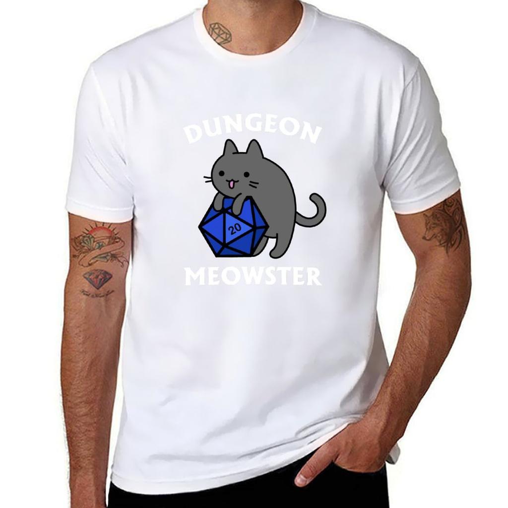 Dungeon Meowster Dnd Dungeon Master Cat With D20 Tshirt Fashion Letter Print Tshirt