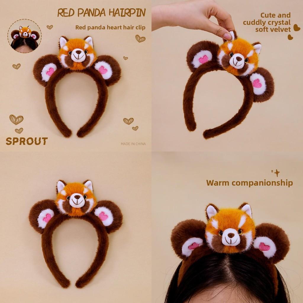 Panda Plush Red Animal Hair Accessory With Cotton Filling For Gift And Dress Up