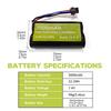 2PCS 7.4V 3000mAh 15C 2S Li-ion Battery with SM-3P Plug and USB Charging Cable for DE43, DE60, 9500E, Huina 1575 Remote Control Engineering Car, and