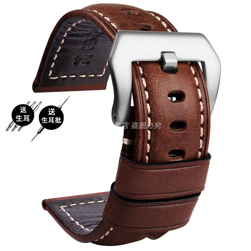 For Panerai PA441 PAM01661 Lumino Watch strap with thickened Italian cowhide Watchbands Vintage Watch Band male Bracelet 22 24MM