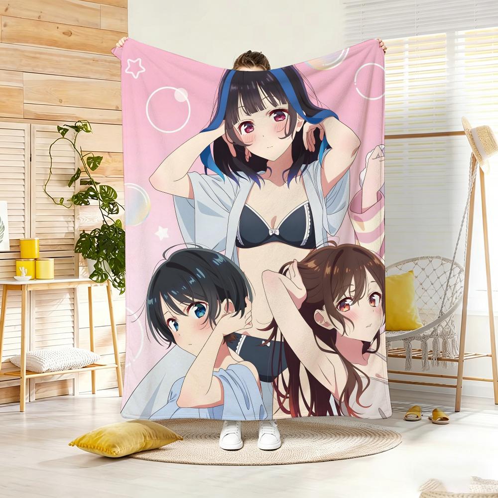 Comedy Anime R-rent a G-girlfriend Throw Lightweight 240g Flannel Blanket Soft Skin-friendly for Summer Cooling
