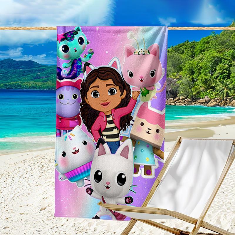 1pc Gaby's Bubble House2 Beach Towel, Beach and Seaside Swimming Pool Equipment, Fashion Pattern, Rectangular, Travel Essentials
