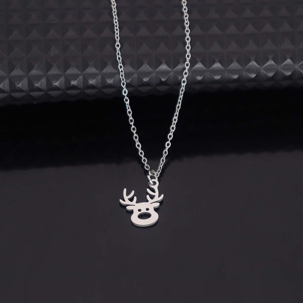 

Non-fading European & American Christmas Deer Titanium Steel Necklace