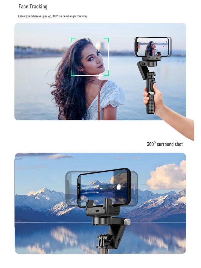 Q18 Handheld Gimbal Stabilizer: Intelligent Face Tracking, Anti-Shake Tripod, Bluetooth Mobile Selfie Stick