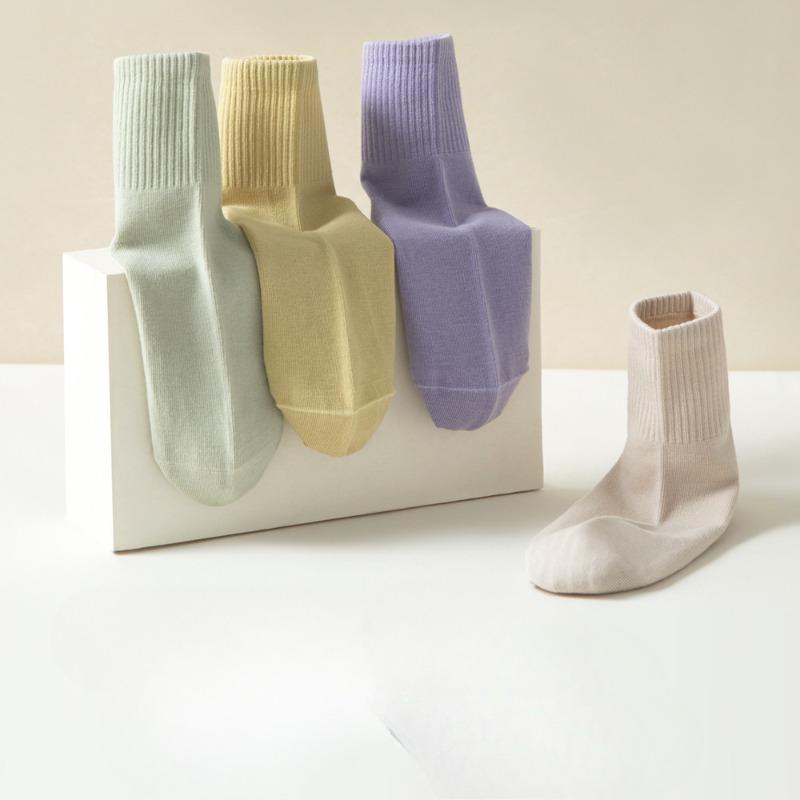 Long-staple Cotton Socks, Women's Mid-calf Socks, Sweat-absorbing and Breathable, Boneless Pure Cotton Women's Short-calf Pure Cotton Socks