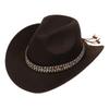 Women Men Western Cowboy Hat, Wide Curved Brim Felt Cowgirl Hat, Vintage Jazz Riding Hat, Removable Hat Belt, Head Circumference 56‑58cm