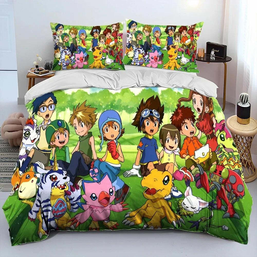 Cartoon Anime Digimon Adventure Comforter Bedding Set,Duvet Cover Bed Set Quilt Cover Pillowcase,king Queen Size Bedding Set