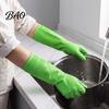 Latex Cleaning Gloves with Fleece Lined Dishwashing Gloves, Waterproof Natural Household for Bathroom Non-Slip Grip Long Cuff Warm Kitchen Laundry