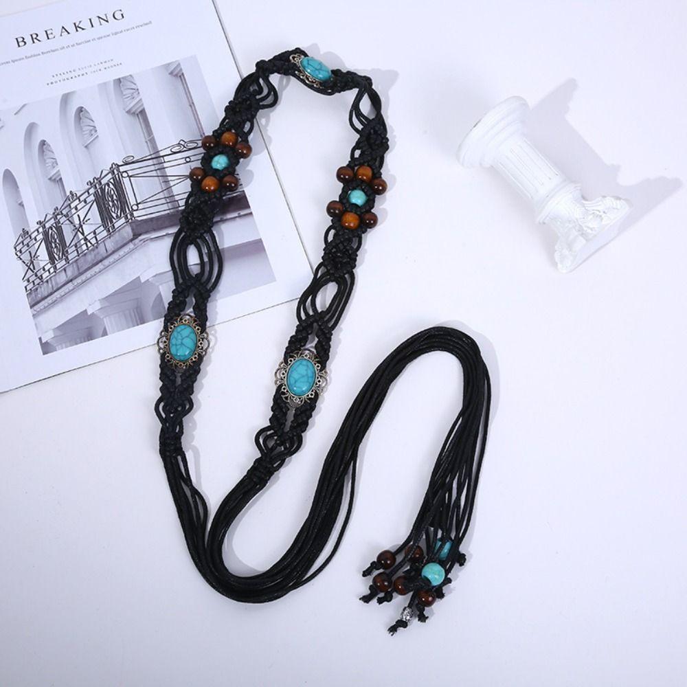 Bohemian Woven Belt Ethnic Style Dress Chain Waist Colourful Braided Waist Belt Women