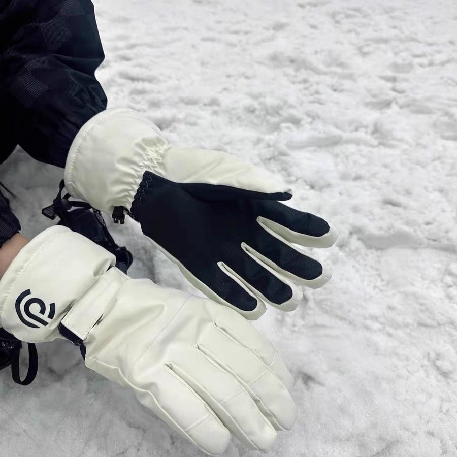 High-quality ski gloves, men's and women's winter white thermal gloves, cycling sports protective gear, touch screen five-finger outdoor gloves