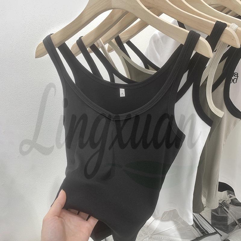 Summer Slim Fit V-Neck Color Block Camisole - Women s Sleeveless Hot Girl Style Medium