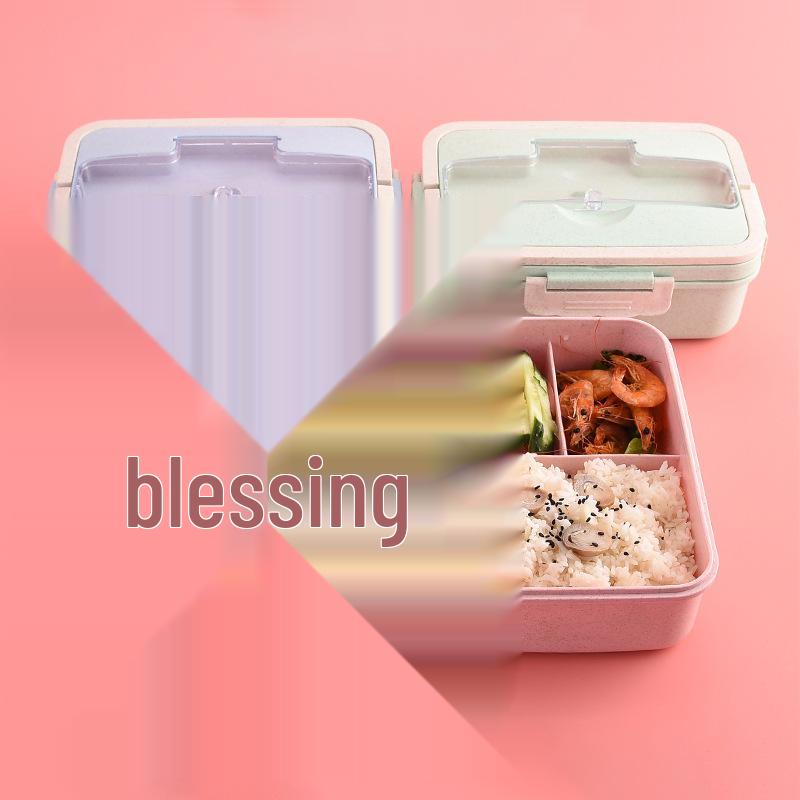 Portable Wheat Straw Bento Box: Insulated, Multi-Compartment, Japanese-Style, Microwave Safe for Office Workers & Students