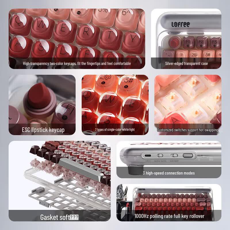Lofree Lipstick Silver Mechanical Keyboard 3-Piece Combo