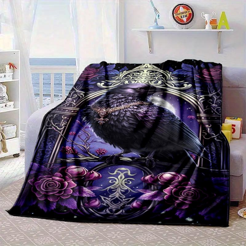 Eerie Raven Skull Artwork Blanket Flannel Blanket Throw Blanket Sofa Cover Blanket Soft Premium Blanket Picnic Blanket Tv Blanket Gifts
