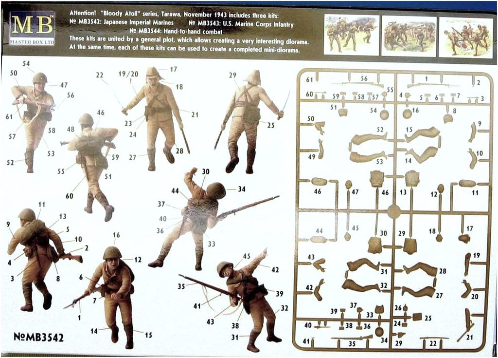 Master Box 1/35 Scale Japanese Marine Corps Battle of Tarawa, Assault Scene, 1943, Plastic Model Kit (4 Figures) MB35042