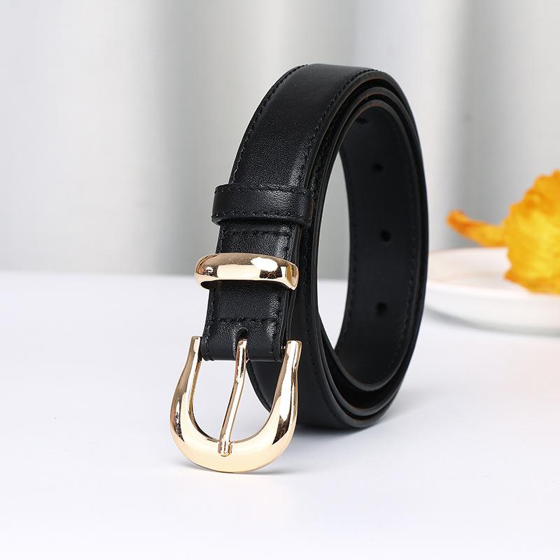 New Fashion Versatile Light Luxury Leather Belt Women'S Trend First Layer Cowhide Casual Jeans Belt Women