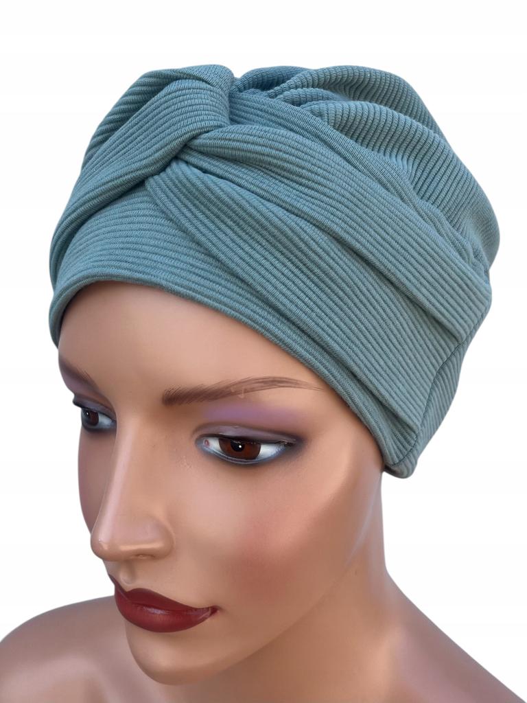 Women's Turban Sara Aquamarine Cotton Hat Also for After Chemotherapy