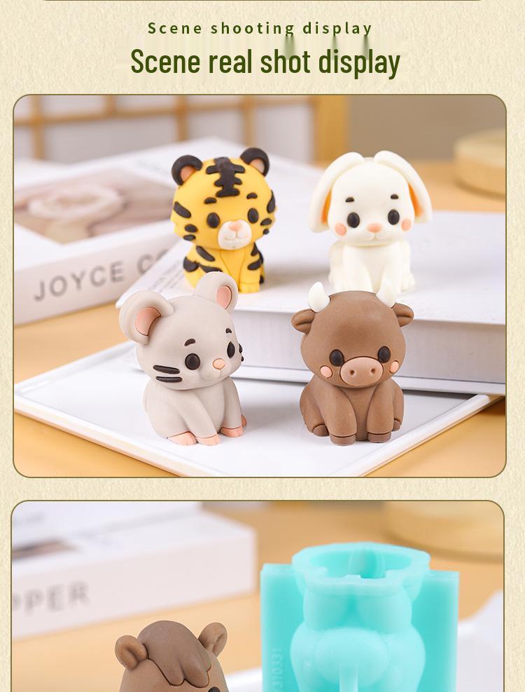 **Chinese Zodiac Silicone Molds: 3D Cartoon Chocolate & Cake Decorating Set**