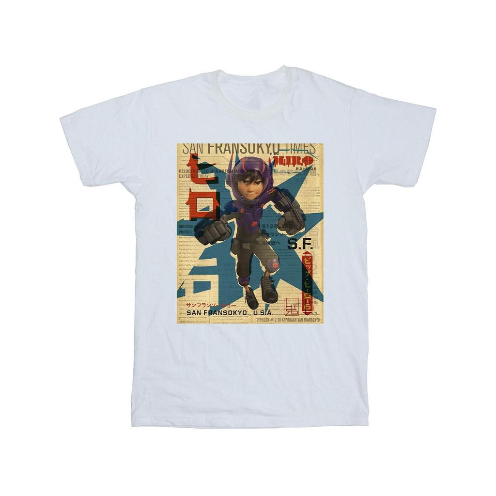Disney Mens Big Hero 6 Baymax Hiro Newspaper T-Shirt