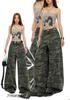 American deconstruction camouflage jeans women's autumn new loose high waist drape thin versatile scimitar wide leg pants