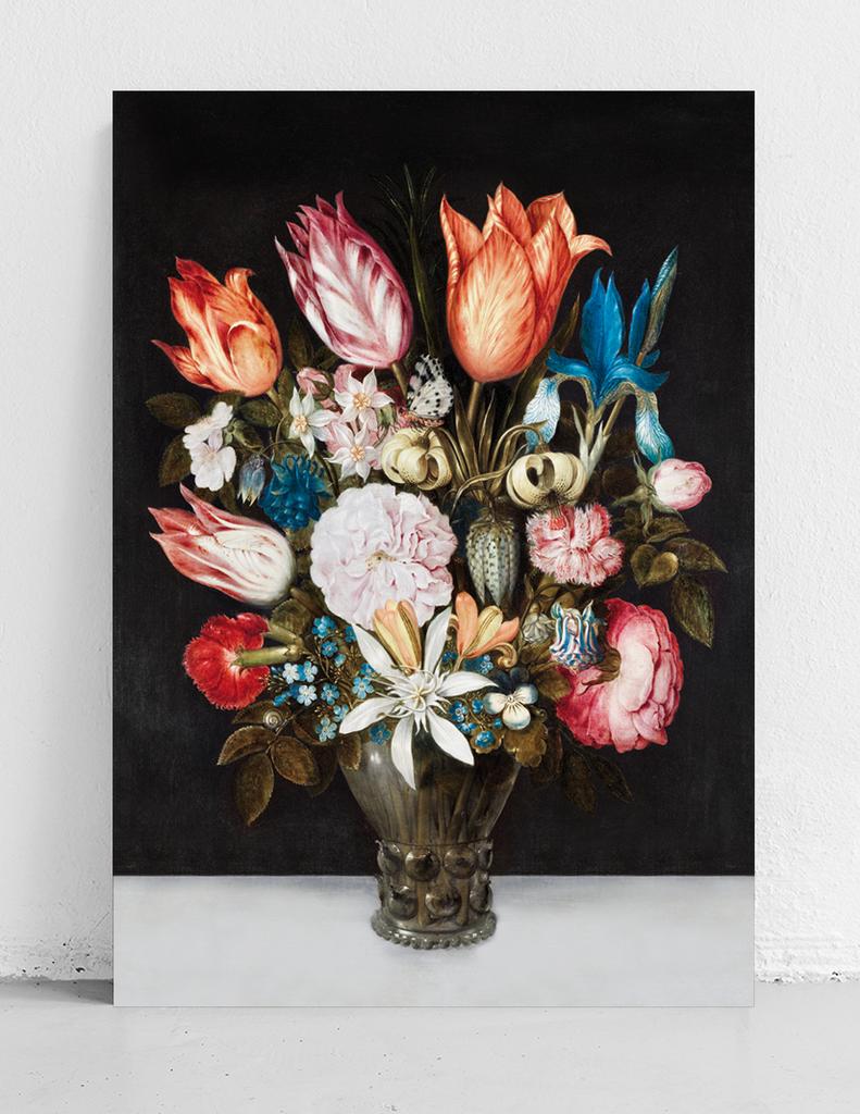 Poster Flowers In a Vase Black Background