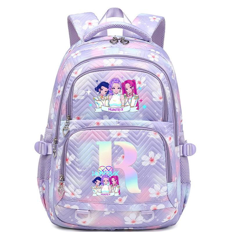 Anime Cartoon 26 Letter Print Backpack Campus Fashion Student Bag Large Capacity
