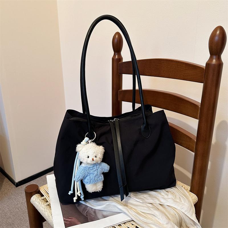 

Large Capacity Nylon Tote Bag Women Waterproof Lightweight Shoulder Bag Multi Compartment Casual Contrast Color Commuter Handbag
