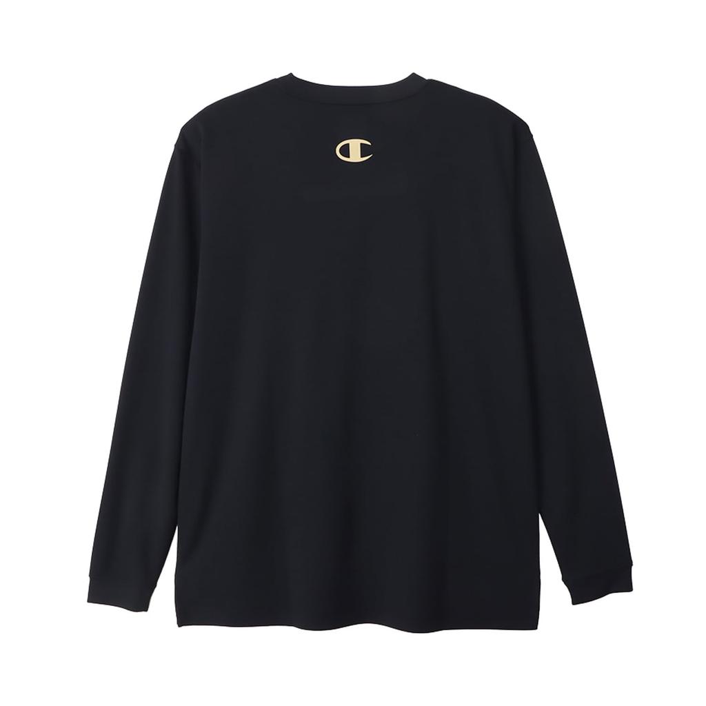 Champion CAGERS Long Sleeve Basketball Round DRYSAVER Rubber Print C3-AB451 Men's T-Shirt, Black, Neck,