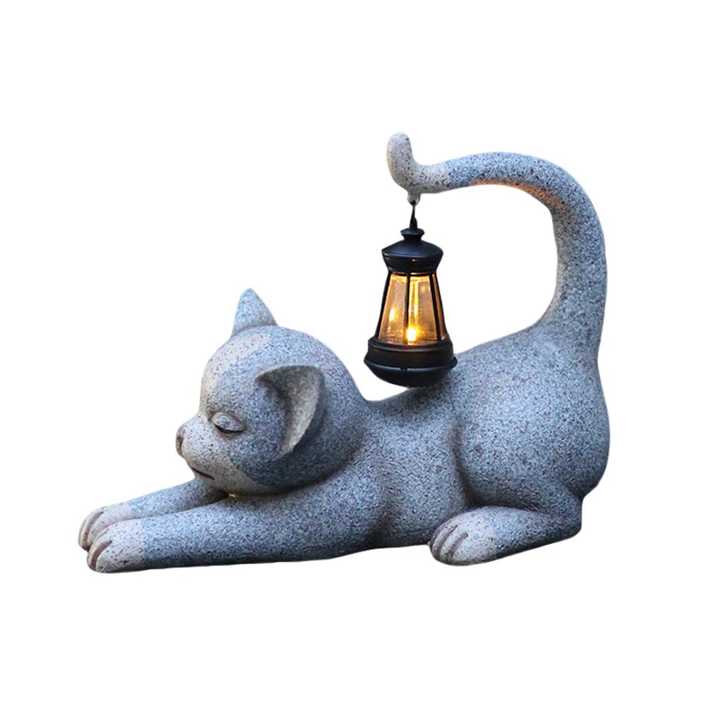 Cat Garden Statue With Lamp Solar Cat Light Outdoor Figurine For Yard Patio Porch Gifts For Women Gardeners House Decorations, Birthday & Mother’s Day