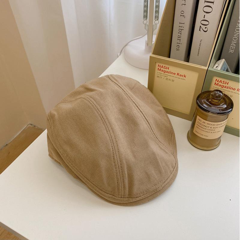 Hat Men's Trendy Solid Color Forward Hat Men's Summer Thin Spring Reverse Wearing Beret Men's British Cap Men's Painter Hat