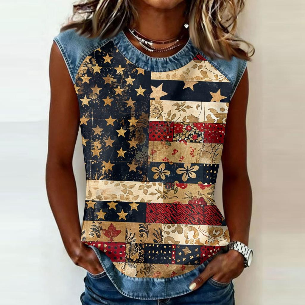Camiseta informal de manga larga para mujer con cuello redondo y estampado