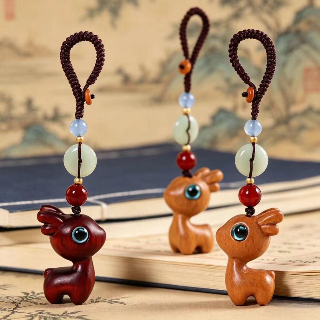 Sandalwood Deer Car Keychain Charm for Men, Women & Couples