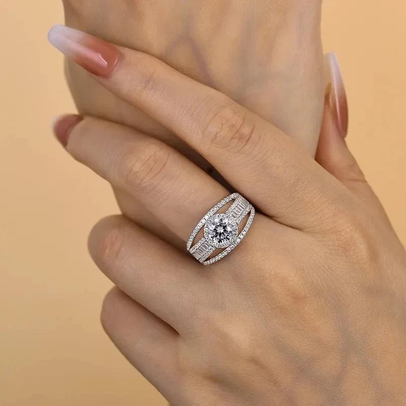 Huitan Fashion Wedding Rings Female Luxury Shiny Zirconia Finger Accessories Gorgeous Proposal Jewelry for Engagement Party