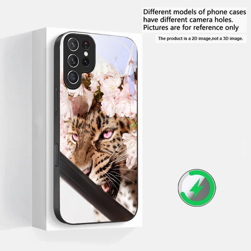 Flower Leopard Shadow Suitable For Samsung Galaxy S25 Ultra S20 FE S21 S22+ S23 Plus S24 S26 Edge Magnetism Glass Phone Casee