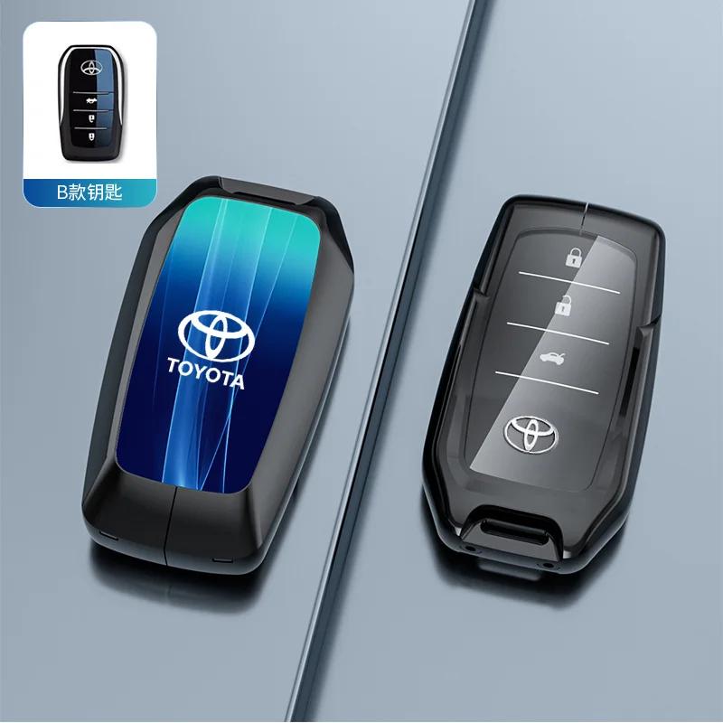New Zinc Alloy Leather Car Key Case Cover Shell For Toyota CHR Hilux Fortuner VHFDT6 Land Cruiser 200 Camry Corolla Crown RAV4 Highland