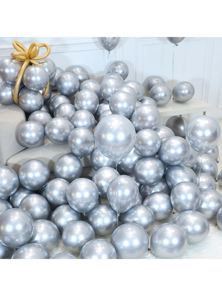 Metallic silver chrome balloons party anniversary decoration 100 pieces