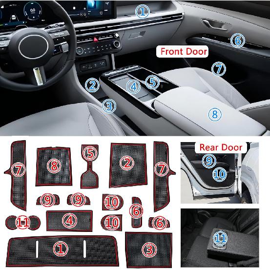For Hyundai Tucson 2025 2026 Accessories Door Slot Mats Cup Holder Insert Coaster Center Console Liner Glove Box Cover for Hyundai Tucson