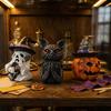 Small Halloween Statues for Shelves Resin Figurine, Spooky Skeleton Pumpkin Ghost Statue Home Accents Tiered Tray, Tabletop, Shelf, Indoor Kitchen