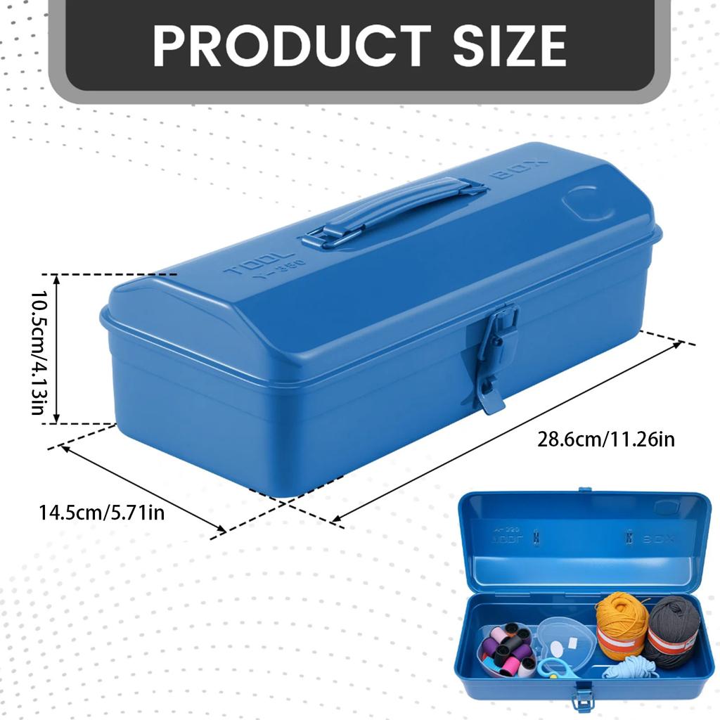 Portable Metal Tool Box Multi Compartment Organizer Heavy Duty Iron Construction Secure Lock For Garage Workshop Storage