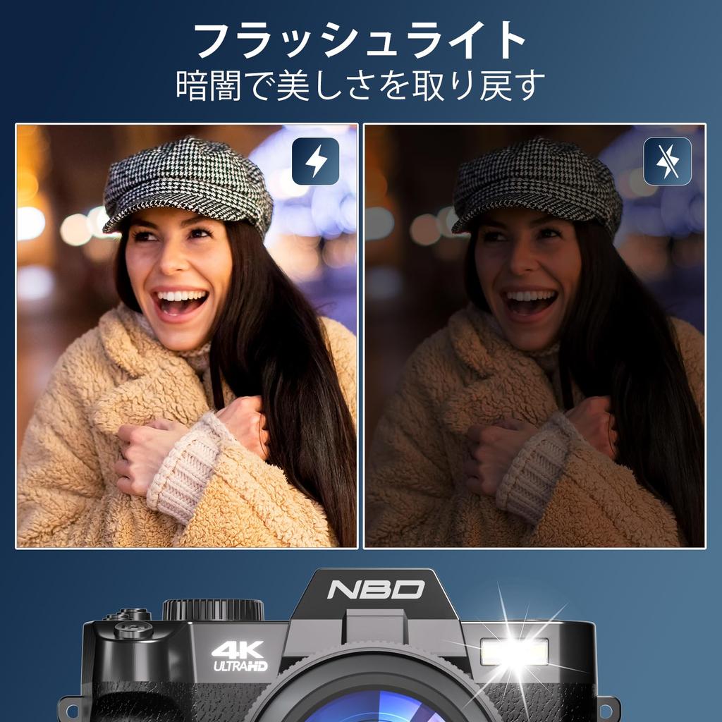 Câmera Digital NBD 4K 48MP com Meia Capa de Couro App Macro 16x AF Câmera SLR Flash LED Função Webcam Cartão microSD de 32GB Dois Incluídos [Controle WiFi,