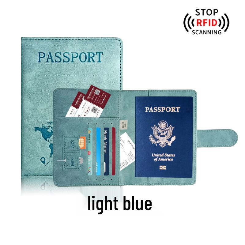 Farbwechselnder PU-Leder-Reiseausweishalter & Gepäckanhänger-Set mit RFID-Schutz