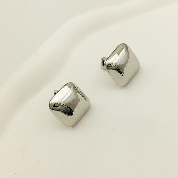 Simple Metal Block Earclip Without Piercing Vintage Clip On Earrings for Women