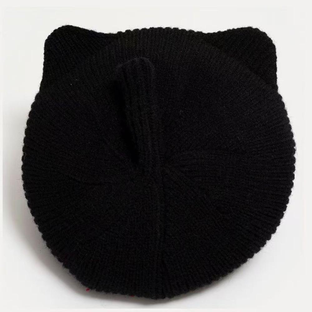 Korean Style Girls Knit Beret Hat Cartoon Cat Ear Cat Ear Beret  Birthday Holiday Gift